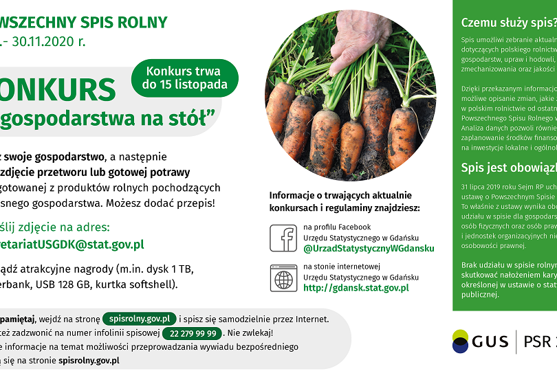 Powszechny Spis Rolny 2020. Konkurs „Z gospodarstwa na stół”
