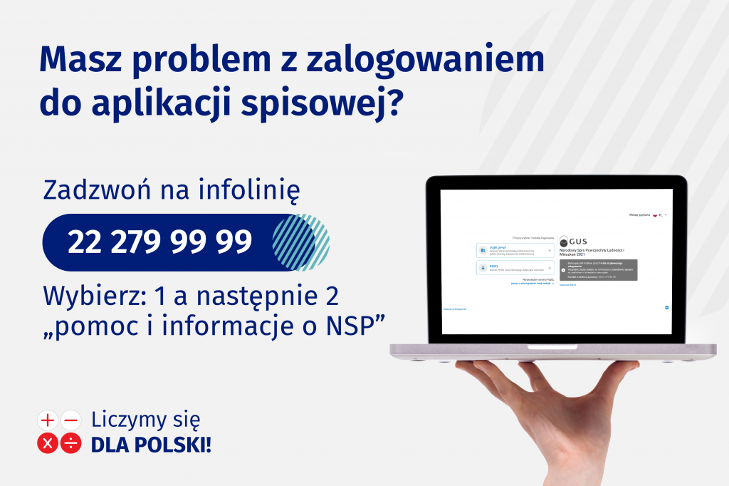 Masz problem z zalogowaniem się do aplikacji spisowej? Zadzwoń na infolinię!