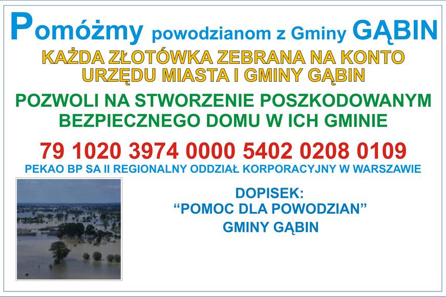 Apel o wsparcie dla powodzian z Gąbina