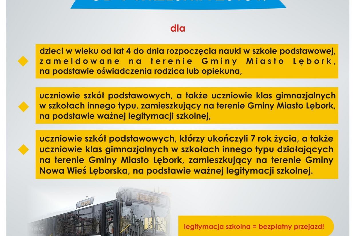 Dzieci pojadą za darmo komunikacją miejską w Lęborku