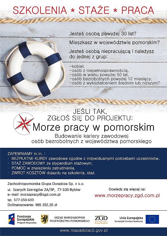 Morze pracy w pomorskim - nowy projekt dla osób bezrobotnych