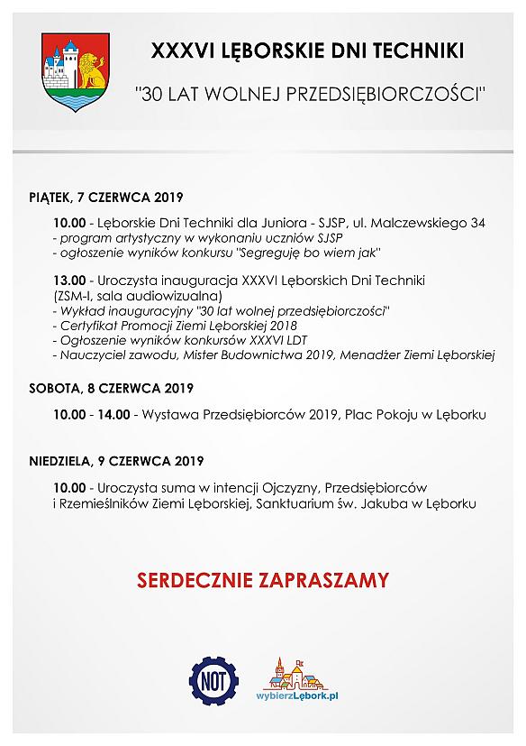 XXXVI Lęborskie Dni Techniki pod hasłem  „30 LAT WOLNEJ PRZEDSIĘBIORCZOŚCI