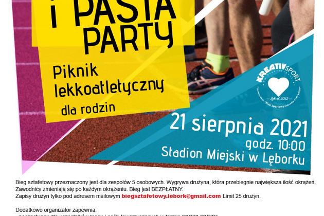 21 sierpnia na stadionie bieg sztafetowy i Pasta Party