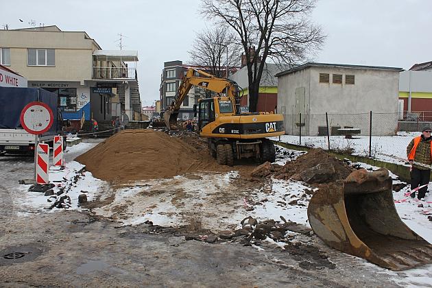 Wykopy na Waryńskiego w ramach projektu „Skarby Lęborka”