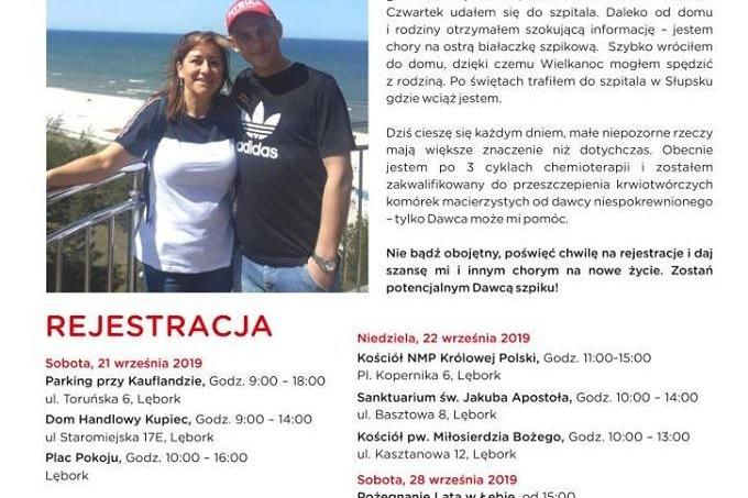 Zarejestruj się jako dawca szpiku – akcja w Lęborku już w ten weekend