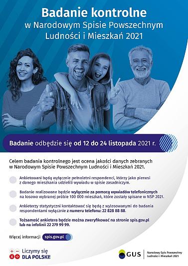 Badanie kontrolne w Narodowym Spisie Powszechnym Ludności i Mieszkań w 2021 roku (12-24 listopada 2021)